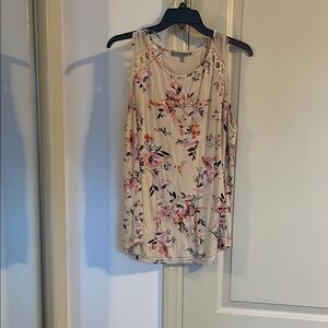 Floral Sleeveless Top - Pink and Beige